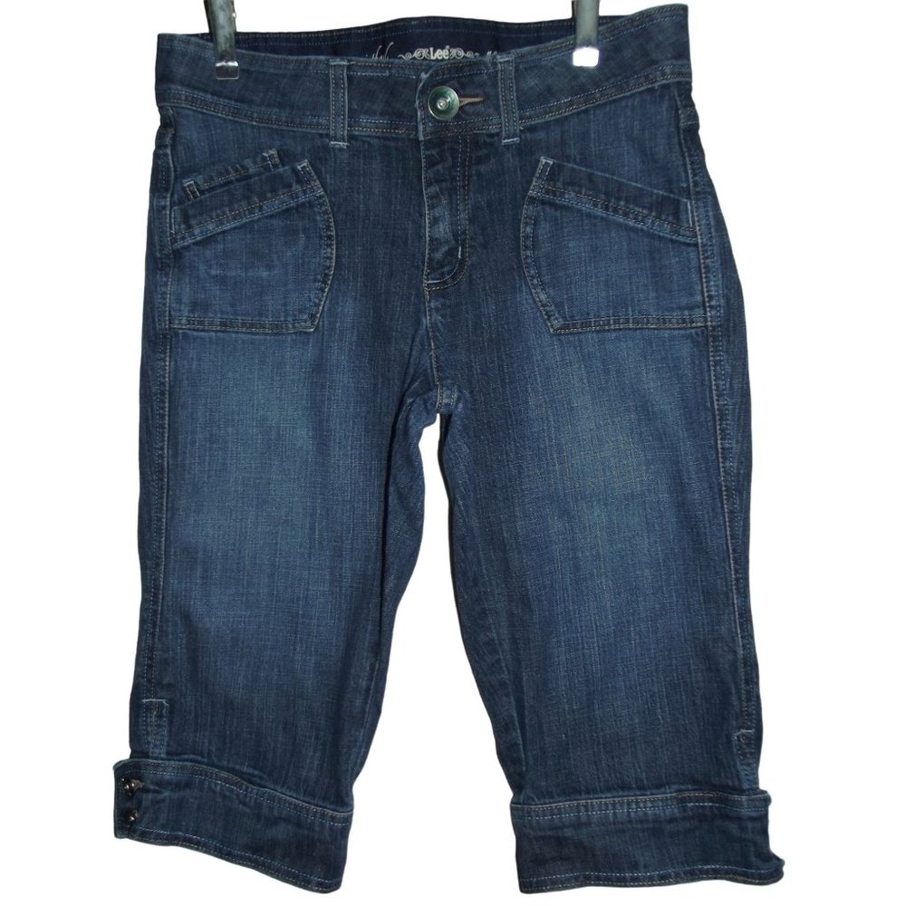 Lee No Gap Waistband 8 x 16" Blue Denim Pedal Pusher Jeans cropped crop
